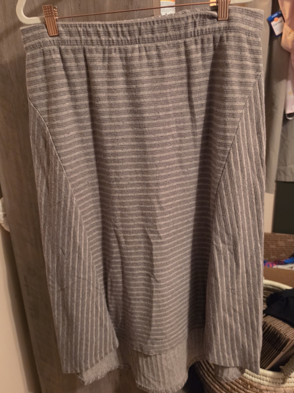 J. Jill Gray Striped Asymmetrical Knit Skirt